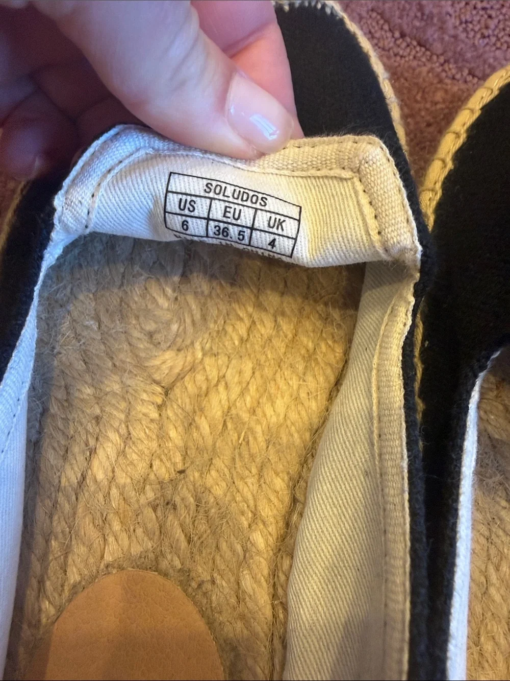 Soludos Black Canvas Smoking Slippers Espadrille Size 6